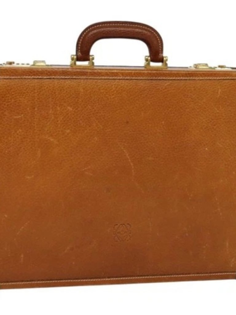 Loewe Anagram Trunk Leather Brown Gold Auth